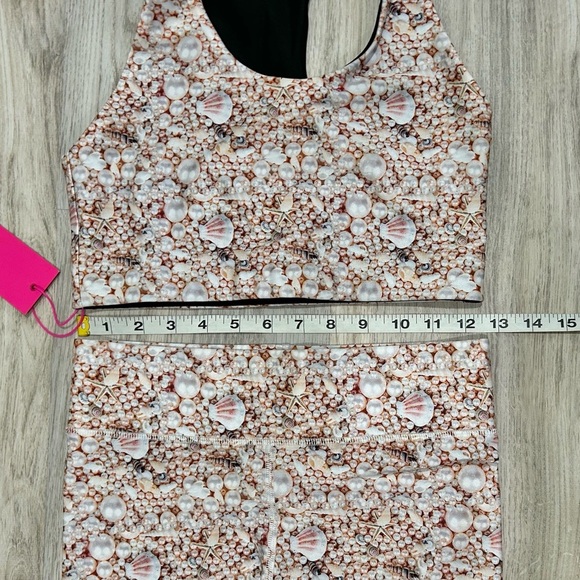 NWT Terez 2-Piece Set Hi Shine Sea Pearls Pattern Leggings Sports Bra Size S - Picture 4 of 7